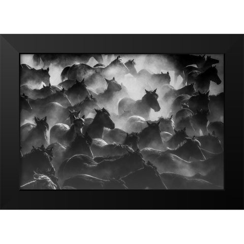 Horses 2 Black Modern Wood Framed Art Print by Nisan Kandilcioglu, Ummu