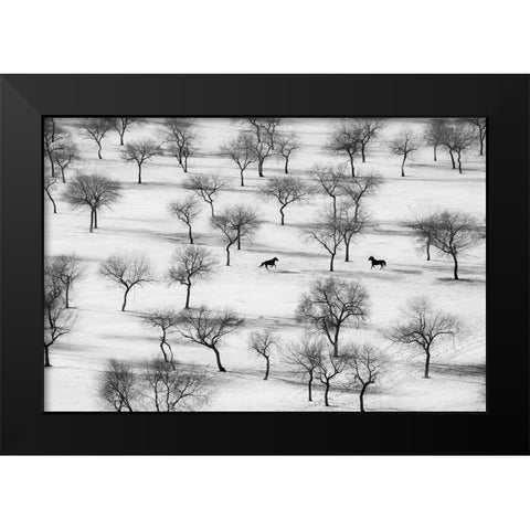 Run Black Modern Wood Framed Art Print by Sabol, Petar