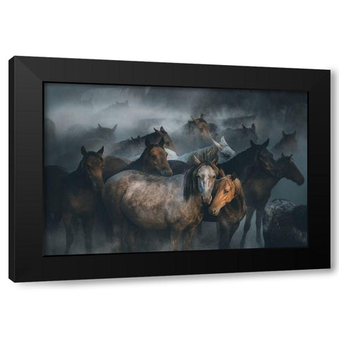 Love Black Modern Wood Framed Art Print with Double Matting by Taskin, Huseyin