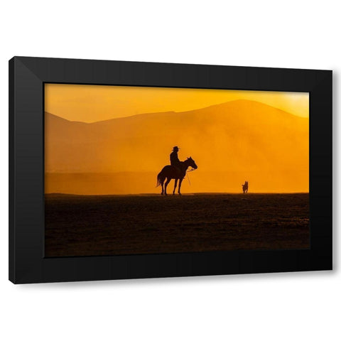 Mans Best Friends Black Modern Wood Framed Art Print with Double Matting by Tekdogan, Barkan