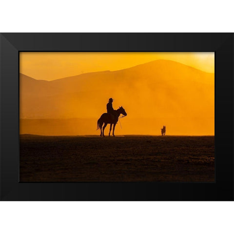 Mans Best Friends Black Modern Wood Framed Art Print by Tekdogan, Barkan