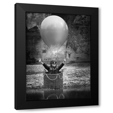 Fly me to the moon Black Modern Wood Framed Art Print by Birkhofer, Bruno