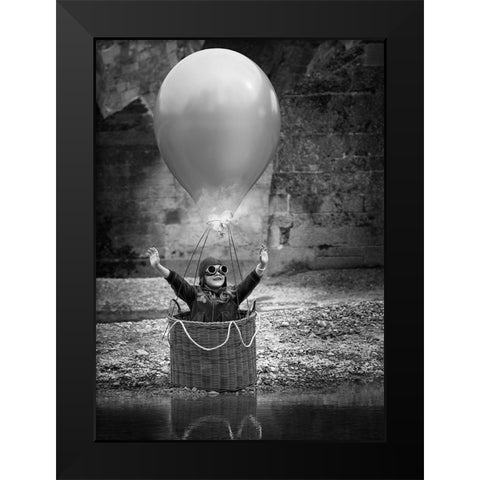 Fly me to the moon Black Modern Wood Framed Art Print by Birkhofer, Bruno