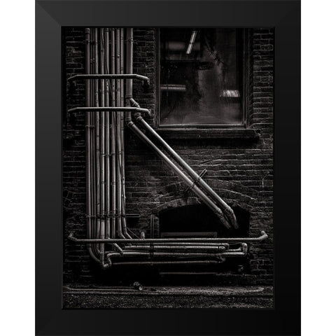 Alleyway Pipes No 2 Black Modern Wood Framed Art Print by Carson, Brian