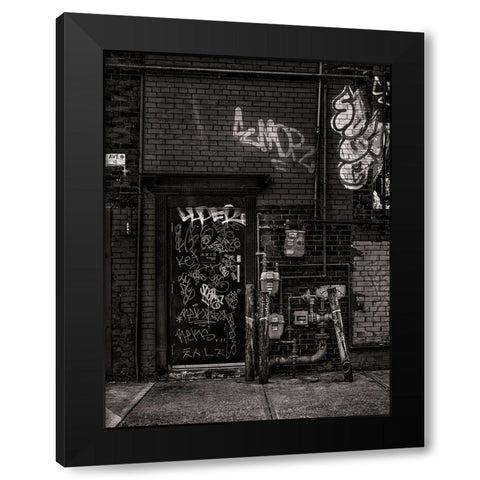 Alleyway Pipes No 4 Black Modern Wood Framed Art Print by Carson, Brian