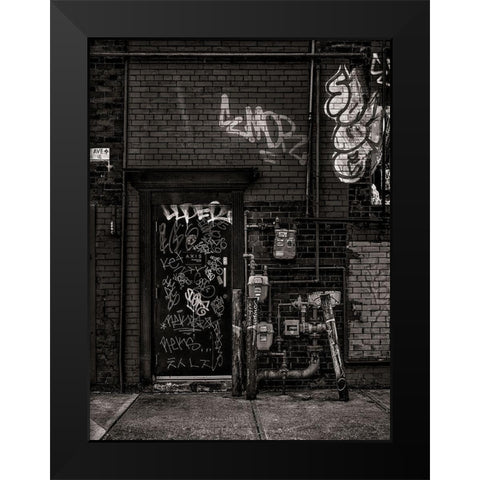 Alleyway Pipes No 4 Black Modern Wood Framed Art Print by Carson, Brian