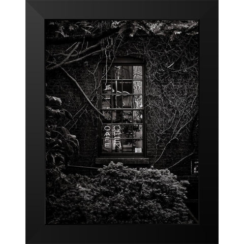 CafÃ© Open Black Modern Wood Framed Art Print by Carson, Brian