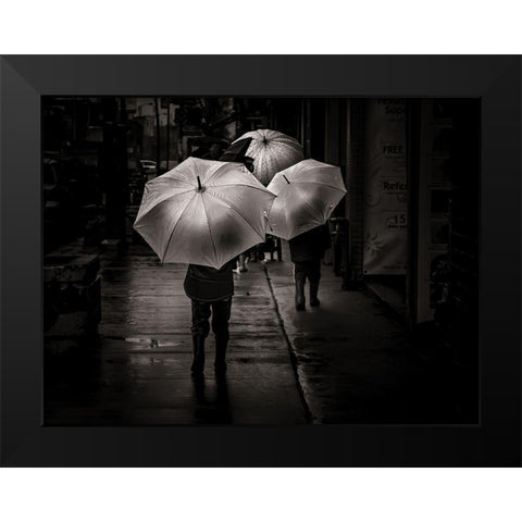 It Was a Rainy Day No 13 Black Modern Wood Framed Art Print by Carson, Brian