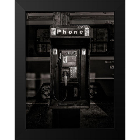 Phone Booth No 13 Black Modern Wood Framed Art Print by Carson, Brian