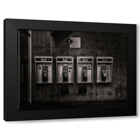 Phone Booth No 34 Black Modern Wood Framed Art Print with Double Matting by Carson, Brian