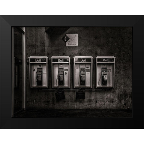 Phone Booth No 34 Black Modern Wood Framed Art Print by Carson, Brian