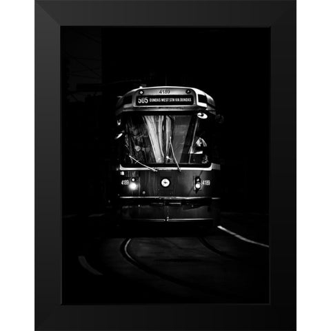 Dundas Street Car Toronto Black Modern Wood Framed Art Print by Carson, Brian