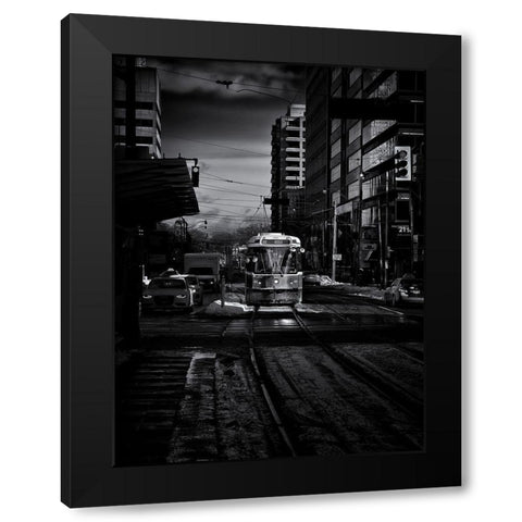 St Clair Street Car Toronto Black Modern Wood Framed Art Print by Carson, Brian