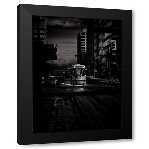 St Clair Street Car Toronto Toned Black Modern Wood Framed Art Print by Carson, Brian