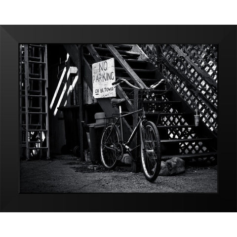 The Bad Bicycle Black Modern Wood Framed Art Print by Carson, Brian