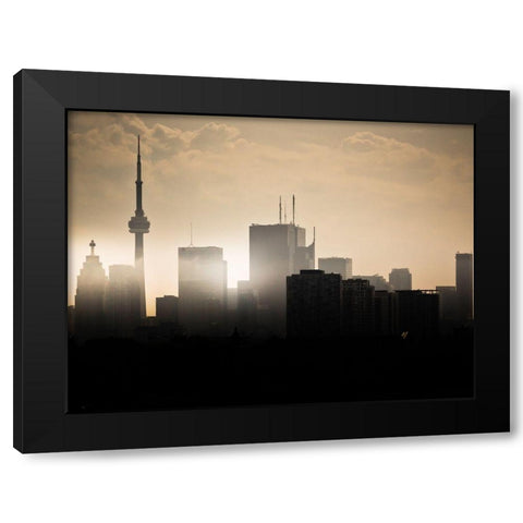 Toronto Skyline Sunset Black Modern Wood Framed Art Print with Double Matting by Carson, Brian