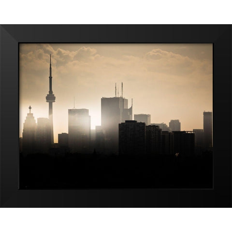 Toronto Skyline Sunset Black Modern Wood Framed Art Print by Carson, Brian