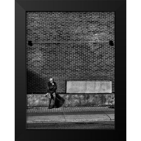 Waiting for a Street Car Black Modern Wood Framed Art Print by Carson, Brian