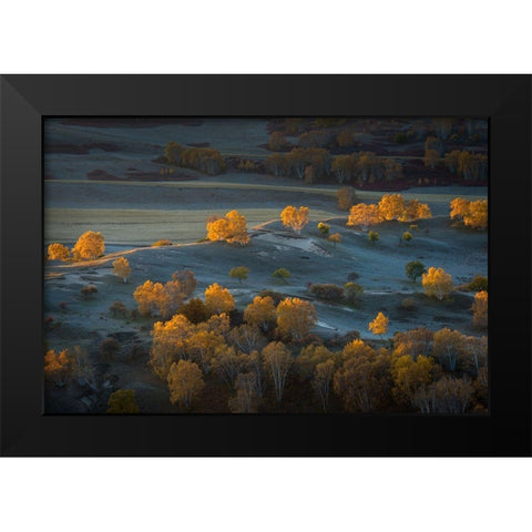 Prairie light Black Modern Wood Framed Art Print by Mei, C.