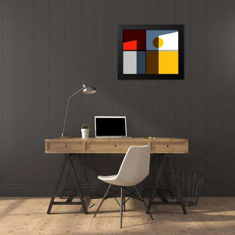 Quadrants Black Modern Wood Framed Art Print by Liu, Cindy