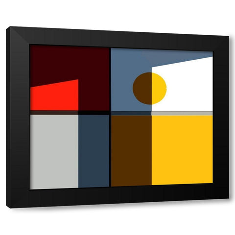 Quadrants Black Modern Wood Framed Art Print by Liu, Cindy