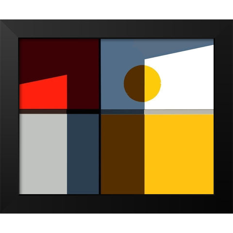 Quadrants Black Modern Wood Framed Art Print by Liu, Cindy