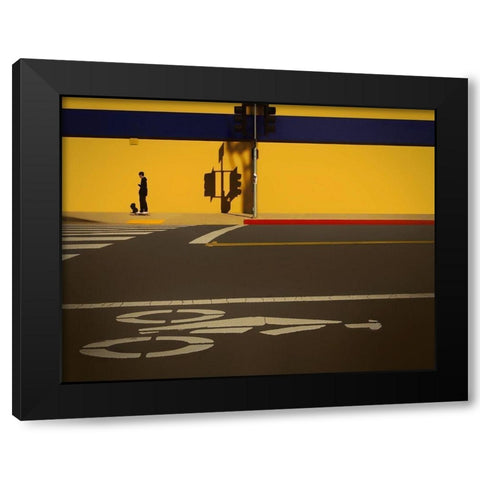 Share the road Black Modern Wood Framed Art Print by Labagnara, Roxana