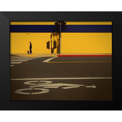 Share the road Black Modern Wood Framed Art Print by Labagnara, Roxana