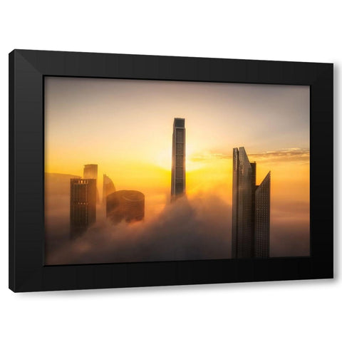 Good Morning Dubai A738758 Black Modern Wood Framed Art Print by Joanaduenas