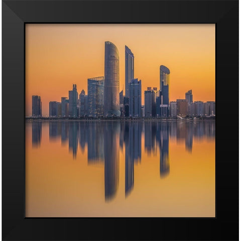 Morning Colors Black Modern Wood Framed Art Print by Shamaa, Mohammed