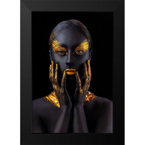 Black Swan Black Modern Wood Framed Art Print by Jarca, Ionut