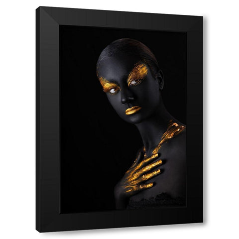 Black Swan Black Modern Wood Framed Art Print with Double Matting by Jarca, Ionut