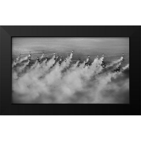 Running Black Modern Wood Framed Art Print by Chang, Phillip