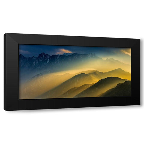 The Cattle back Mountain Sunset Black Modern Wood Framed Art Print with Double Matting by Zhu, Hua