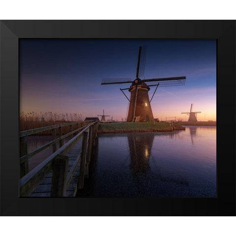 Kinderdijk 2 Black Modern Wood Framed Art Print by Pablo de, Juan