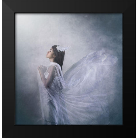 pray of angel Black Modern Wood Framed Art Print by Ryanholy