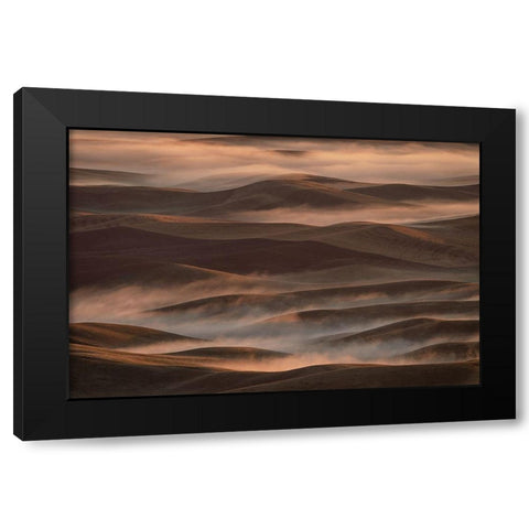 Early Spring Morning at Palouse Black Modern Wood Framed Art Print with Double Matting by Jacobs, Lydia