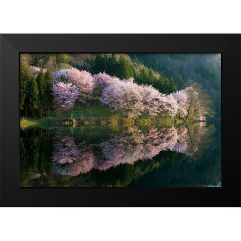 Sakura Black Modern Wood Framed Art Print by Ito, Tatsuki
