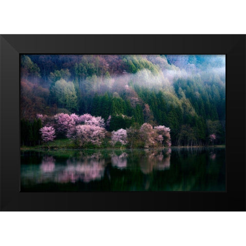 In The Morning Mist Black Modern Wood Framed Art Print by Mitamura, Takeshi