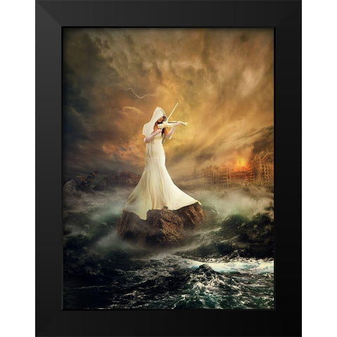 rhythm of the storms Black Modern Wood Framed Art Print by Juniawan, Rooswandy