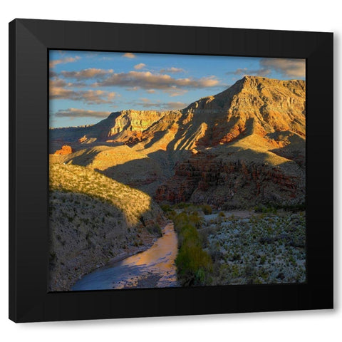 Virgin River and Virgin Mountains-Arizona Black Modern Wood Framed Art Print with Double Matting by Fitzharris, Tim