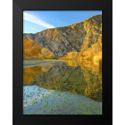 Mountains Reflected in Santa Ynez River-California Black Modern Wood Framed Art Print by Fitzharris, Tim