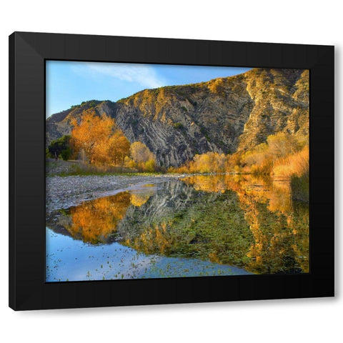 Santa Ynez Mountains Reflected in Santa Ynez River-California Black Modern Wood Framed Art Print by Fitzharris, Tim