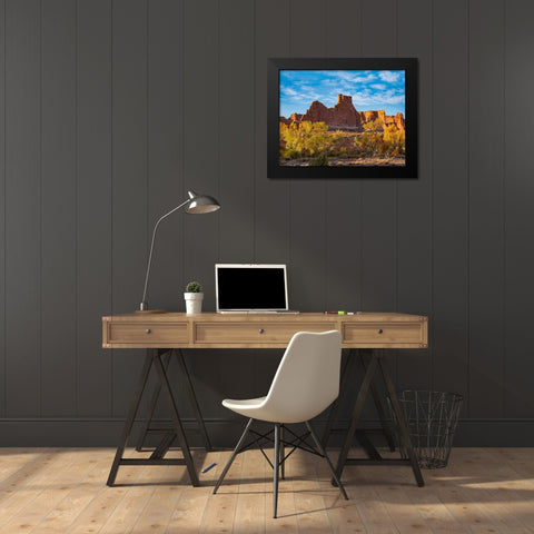 Courthouse Towers from Courthouse Wash-Arches National Park-Utah Black Modern Wood Framed Art Print by Fitzharris, Tim