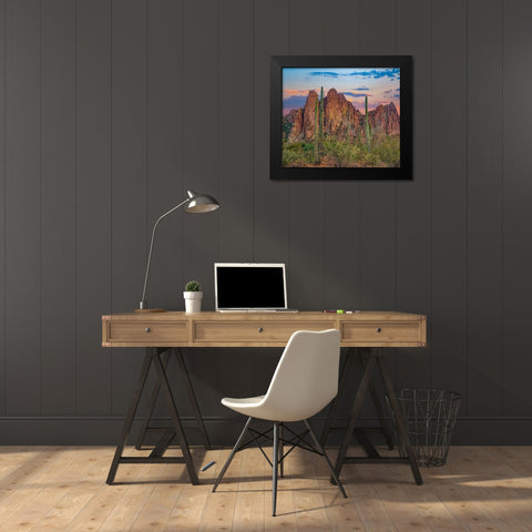 Usury Mountains from Tortilla Flat-Arizona-USA Black Modern Wood Framed Art Print by Fitzharris, Tim