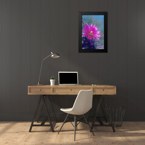 Bee in Hedgehog Cactus Black Modern Wood Framed Art Print by Fitzharris, Tim