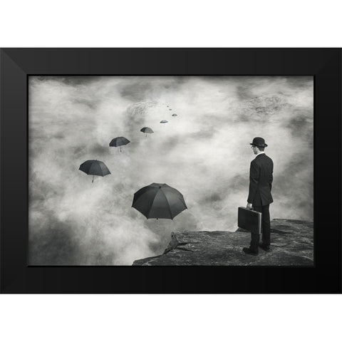 The Road Less Traveled Black Modern Wood Framed Art Print by Villeneuve, Alain
