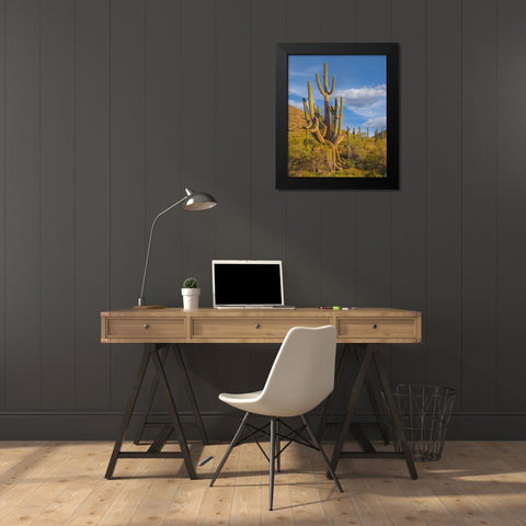 Big Saguaro Cactus Black Modern Wood Framed Art Print by Fitzharris, Tim