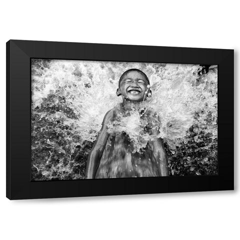 feel the awesome river water Black Modern Wood Framed Art Print by Perwiranegara, Bayu