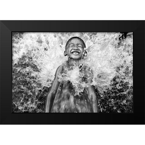 feel the awesome river water Black Modern Wood Framed Art Print by Perwiranegara, Bayu